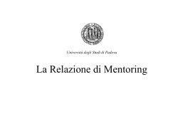 Presentazione tesi La relazione di Mentoring