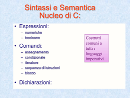 Sintassi e Semantica Nucleo di C: