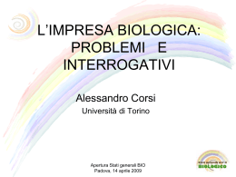 L`IMPRESA BIOLOGICA: PROBLEMI E INTERROGATIVI