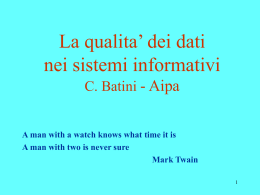 La qualita` dei dati