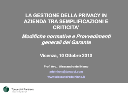 Slides Conferenza la gestione della privacy in azienda tra