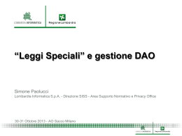 &ldquo;Leggi Speciali&rdquo; e gestione DAO