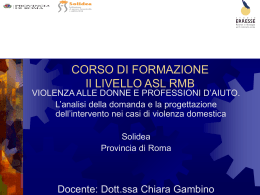 CORSO DI FORMAZIONE II LIVELLO ASL RMB