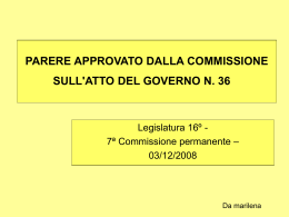 PARERE APPROVATO DALLA COMMISSIONE SULL`ATTO DEL GOVERNO N. 36