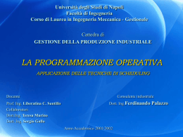La Programmazione Operativa - Applicazioni delle