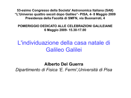 L`individuazione della casa natale di Galileo Galilei Alberto Del