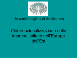 L`internazionalizzazione delle imprese italiane nell`Europa dell`Est