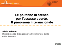 Le politiche di ateneo per l`accesso aperto