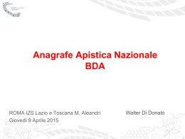 BDA APICOLTURA - Istituto Zooprofilattico Sperimentale del Lazio e