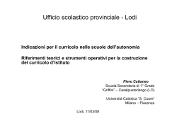 Indicazioni per il curricolo nelle scuole dell`autonomia. Riferimenti