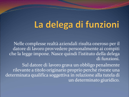 La delega di funzioni - Dipartimento di Scienze Aziendali e