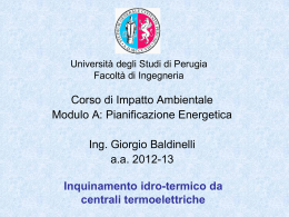 Corso di Pianificazione Energetica e Impatto Ambientale