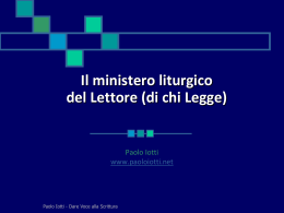 Il ministero liturgico del Lettore (di chi Legge)