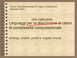 Linguaggi per la descrizione di classi di complessità computazionale