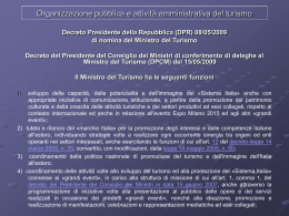 Organizzazione pubblica e attivit&agrave; amministrativa del turismo