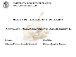 Attività anti-Helicobacter pylori di Allium sativum L. Estratti oleosi