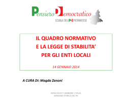 il quadro normativo e la legge di stabilita` per gli enti locali