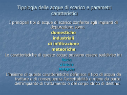 Tipologia delle acque di scarico e parametri caratteristici