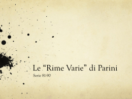 Le Rime *Varie* di Parini