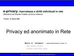 Privacy ed anonimato in Rete