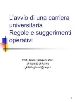 La carriera universitaria - Universit&agrave; degli Studi di Parma