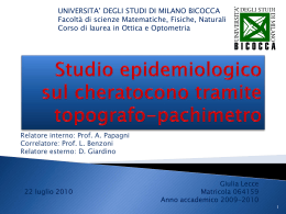 Studio epidemiologico sul cheratocono tramite topografo