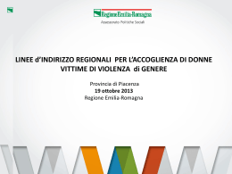 LINEE d`INDIRIZZO REGIONALI PER L`ACCOGLIENZA DI DONNE