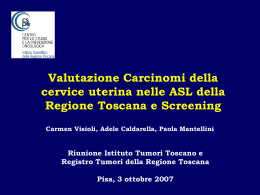 Valutazione carcinomi cervice uterina nelle ASL Regione