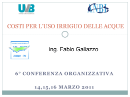 COSTI PER L`USO IRRIGUO DELLE ACQUE