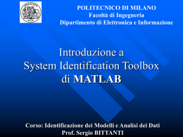 Introduzione al SYSTEM IDENTIFICATION
