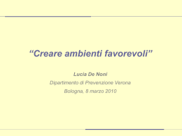 Creare ambienti - Azioni per una vita in salute