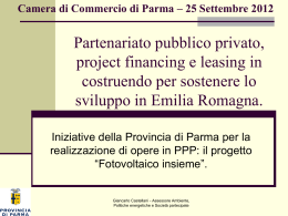 Iniziative della Provincia di PR in PPP: il progetto fotovoltaico insime