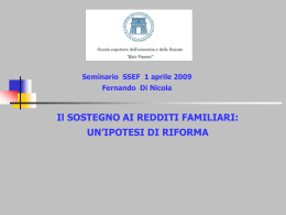 Il SOSTEGNO AI REDDITI FAMILIARI