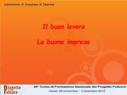 Diapositiva 1 - Progetto Policoro