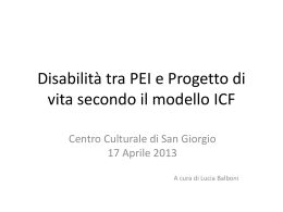 Disabilità tra PEI e Progetto di vita secondo il modello ICF
