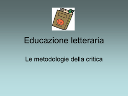 Metodologie della critica 1