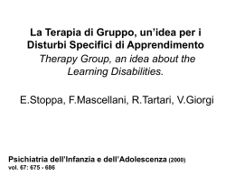 LA TERAPIA DI GRUPPO, UN`IDEA PER I DSA Therapy Group, an