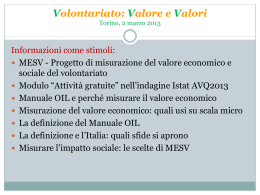 MESV Progetto di misurazione del valore economico e sociale del