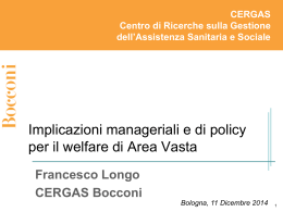 Implicazioni manageriali e di policy per il welfare di Area Vasta