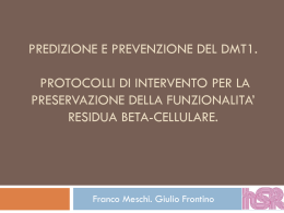 Predizione e prevenzione del DMT1. Protocolli di