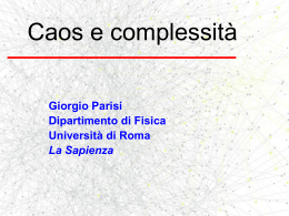 Caos e complessità - Prof. Giorgio Parisi
