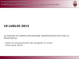 War room progetti 2012 - Provincia autonoma di Trento