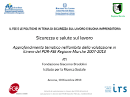 Il FSE e le politiche in tema di sicurezza sul lavoro e buona