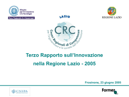 Sintesi sul terzo rapporto sull`innovazione nella Regione Lazio