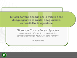 Le fonti correnti dei dati per la misura delle
