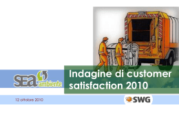 Risultati Indagine Customer Satisfaction - SWG