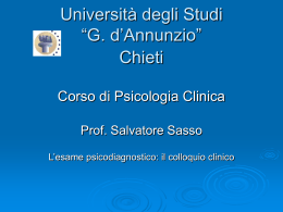 il colloquio clinico - Università degli Studi "G. d`Annunzio"