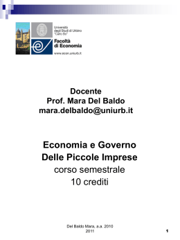 Imprenditorialit&agrave; e Piccole Imprese