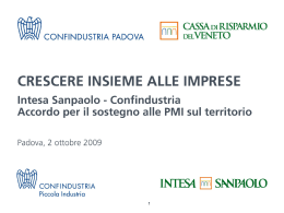 Accordo Intesa Sanpaolo - Confindustria Piccola Industria