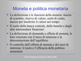 Moneta e politica monetaria